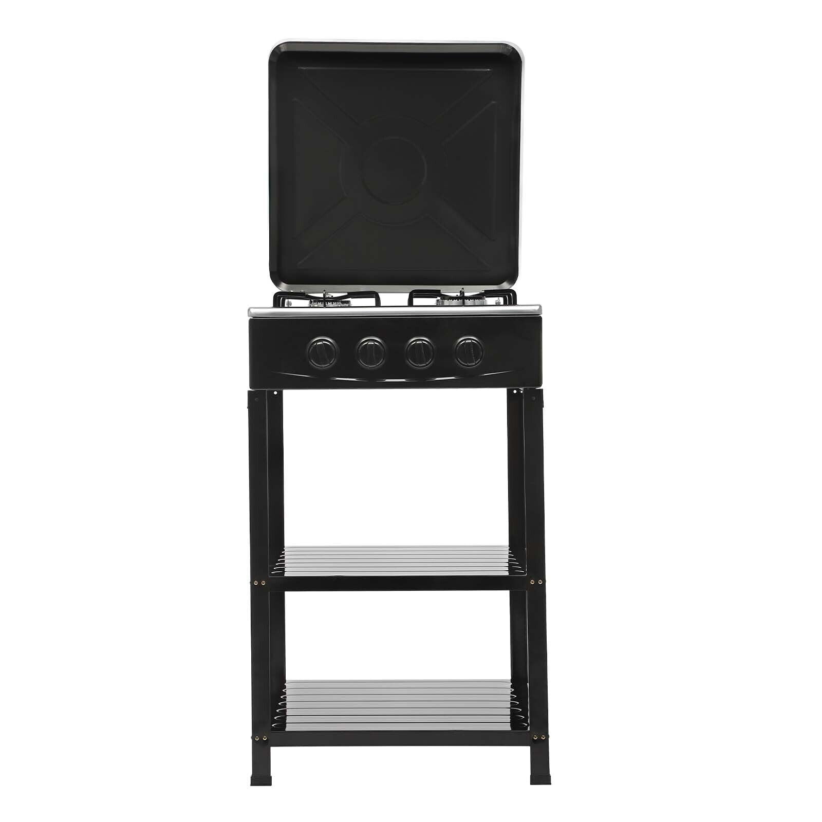 Portable Gas Stove 4-burner & Support Leg Stand &wind Blocking Cover BBQ Outdoor