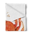 thumbnail image 2 of Crabs Soft Flannel Fleece Throw Blanket, Sea Animals Theme a Cooked Dungeness Crab National Marks Digital Image Print, Cozy Plush for Indoor and Outdoor Use, 50" x 70", Orange White, by Ambesonne, 2 of 5
