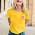 thumbnail image 2 of Yuanlong Womens T-Shirts Regular Short Sleeve Round Neck Ribbon Pattern Tee Shirts Cancer Awareness Blessing Ladies Tops, 2 of 5