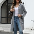 thumbnail image 4 of Women Knitted Cardigan Hooded Long Sleeve Single Breasted Sweater Coat with Pockets Solid Color Loose Fit Mid-length Knitwear, 4 of 7