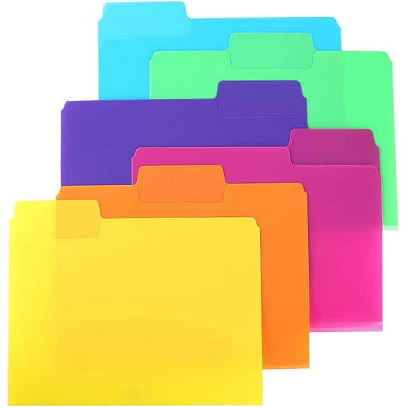 Mr. Pen- Poly File Folders, 1/3 Cut Tab, 6 Pack, Assorted Colors