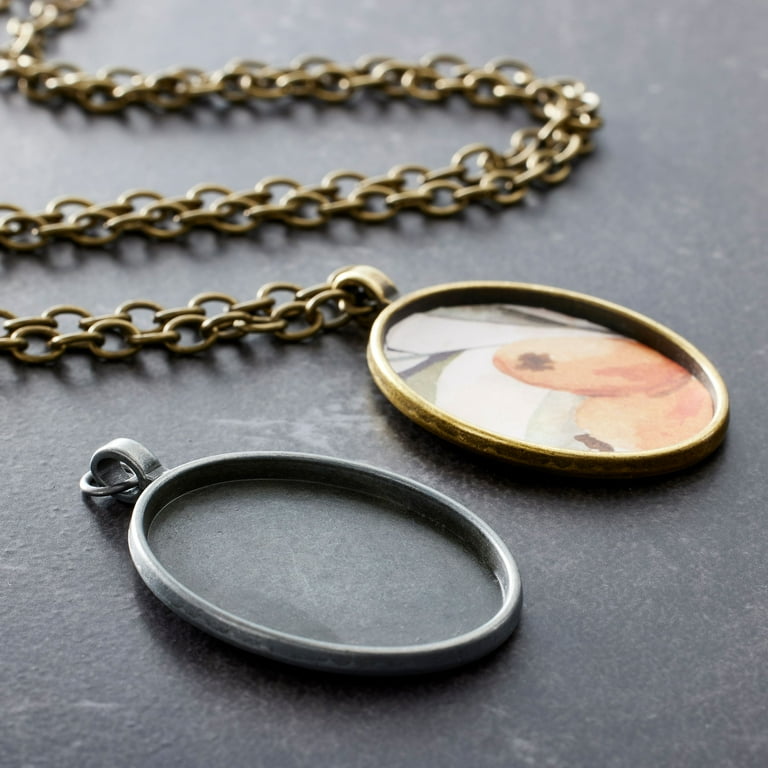 12 Packs 2 ct. 24 Total found Objects Silver Gold Oval Frame Pendants by Bead Landing Women s Size 3.75 x 0.5 x 2.75