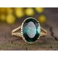 thumbnail image 2 of 2.60Ct Lab Created Oval Cut Green Emerald Halo Women's Ring In 14K Yellow Gold Plated, 2 of 5