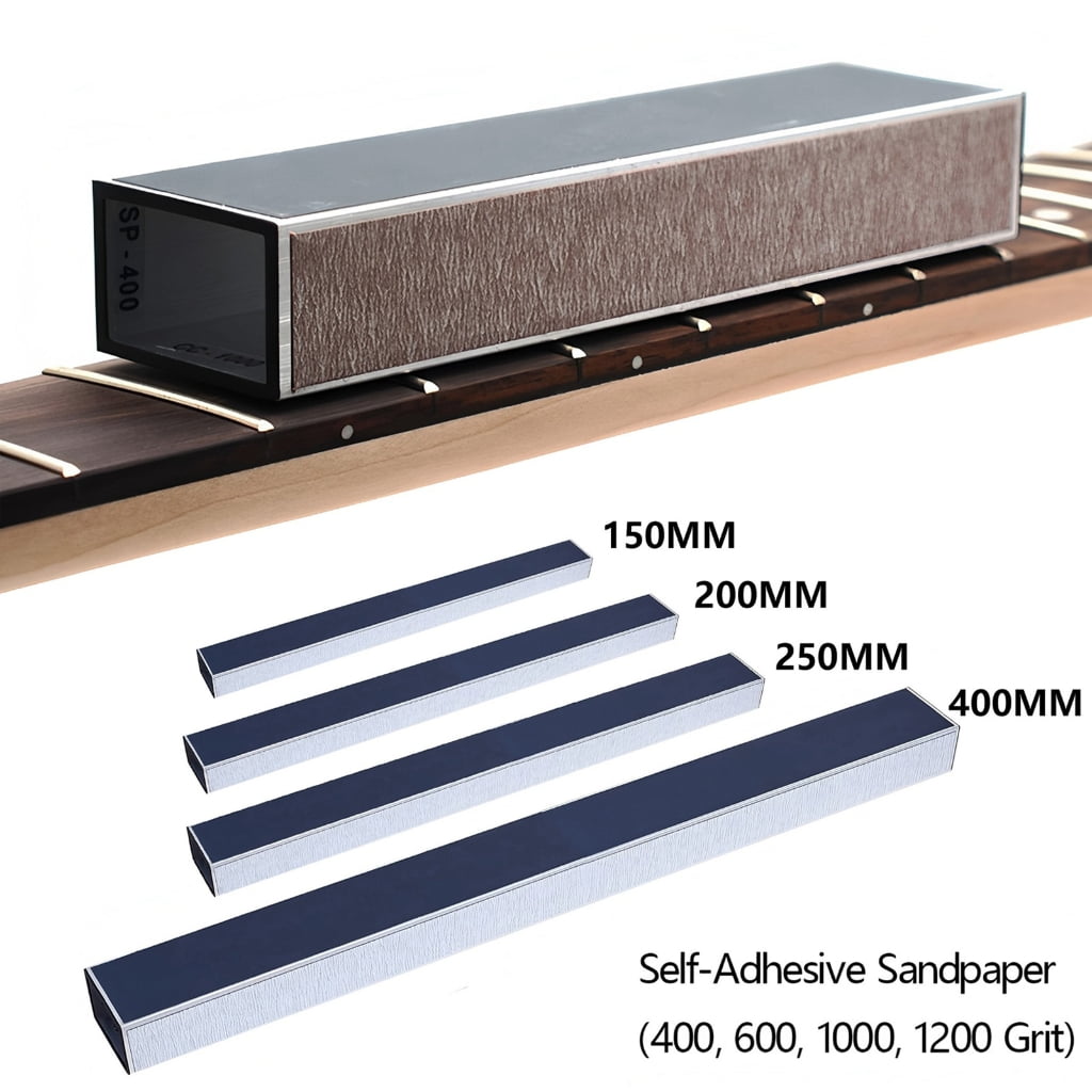 Oasiva Multifuntional Guitar Fret Leveler Beam with Sandpaper Rust Proof Metal Construction Neck Leveling Beam for Guitar