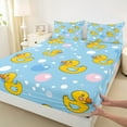 thumbnail image 3 of jejeloiu Lovely Duck Twin Sheet Sets,Cute Balloon Twin Fitted Sheet,Yellow Blue Flat Sheet For Kids Teens,Super Cozy Room Decor,3-Piece, 3 of 7