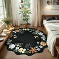 thumbnail image 7 of Moynesa 4' Floral Round Area Rug, Washable Rugs for Bedroom Ultra-Thin Soft Rug, Non-Slip Small Boho Circle Carpet for Entryway Nursery Bathroom,Black, 7 of 7