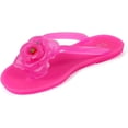 thumbnail image 3 of Pupeez Girl's Flower Jelly Thong Flip Flop Slide Summer Sandals Pack of 2 Pink/Lemon, 3 of 5