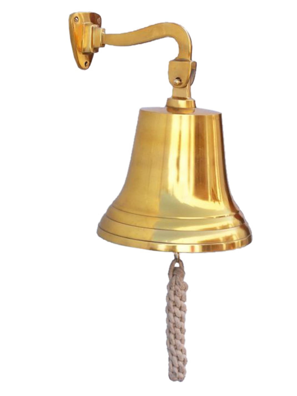 Solid Cast Brass Ship's Bell 6" Nautical Marine Doorbell Hanging Wall Decor New 
