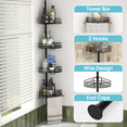 thumbnail image 4 of GARITIN Shower Caddy, 4-Tier Adjustable Corner Shower Shelf Organizer with Tension Pole, Rustproof Stainless Steel Bathroom Caddy Storage, Black, 4 of 7