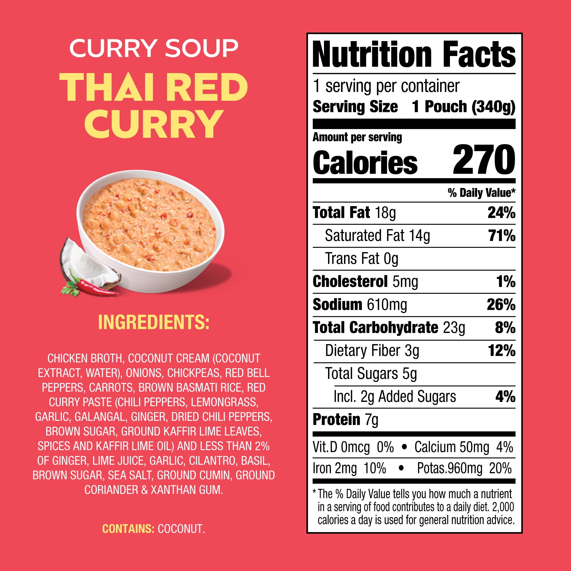 (2 pack) Proper Good Thai Style Red Curry Soup, Ready in 90 Seconds, Shelf Stable Meal, 12 oz