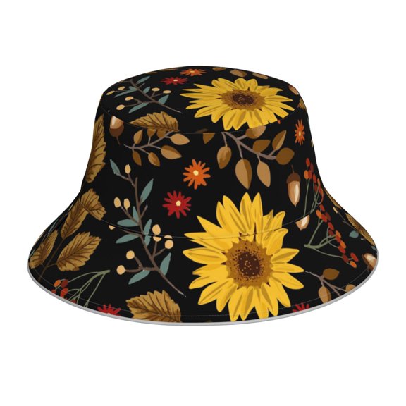 Balery Sunflowers Leaves Sun Hats for Men Women Bucket Hat UPF 50  Buckey Hat Boonie Hat Foldable UV Protection Hiking Beach Fishing Summer