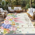 thumbnail image 3 of Outdoor Rug 3x5 ft Bunny Ears Easter Waterproof Outdoor Patio Rug Mat Non Slip Outside Area Rugs Carpet for RV,Camping,Porch,Deck,Pool,Balconybackyard,Pastel Color Easter Eggs Spring Floral Yellow, 3 of 9