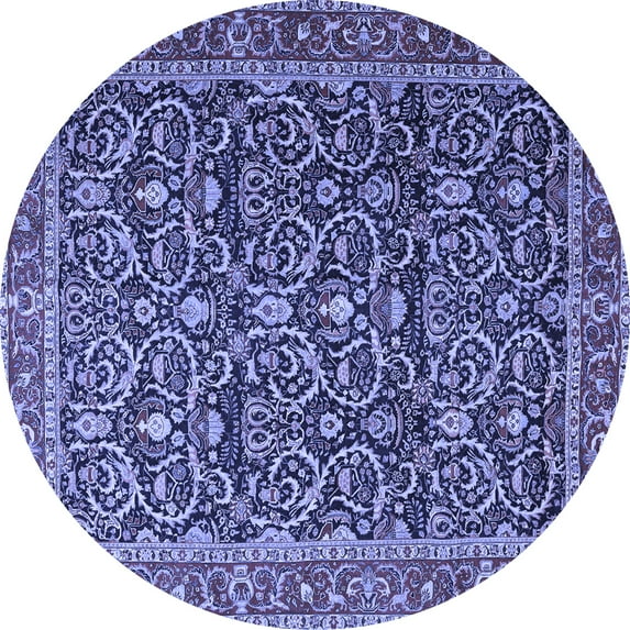 Ahgly Company Machine Washable Indoor Round Persian Blue Traditional Area Rugs, 8' Round