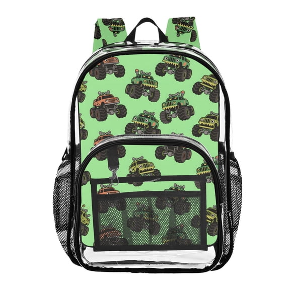 ALAZA Clear Backpack Trucks Cartoon Green PVC Transparent BookBag
