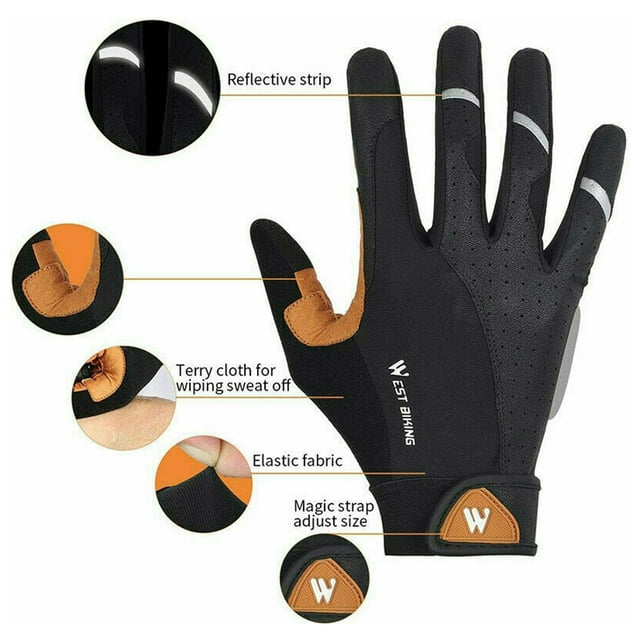 Shengyu Gants de Cyclisme Doigts Complets Écran Tactile Absorption Gants de Course Choc Noir G
