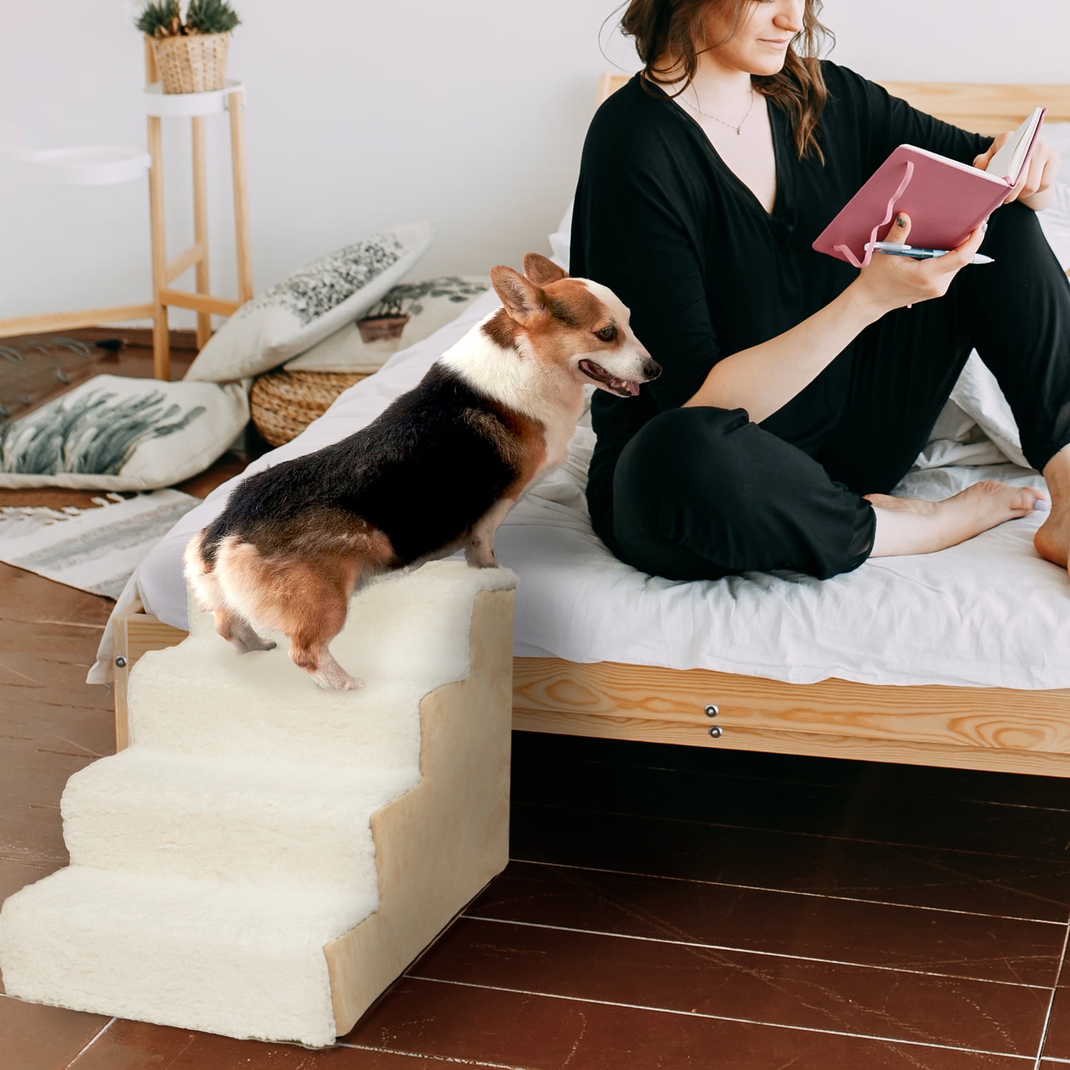 Precious Tails Deluxe High-Density Foam 4-Step Pet Stairs for Dogs and Cats - Durable, Lightweight, and Portable Staircase for Easy Mobility Assistance