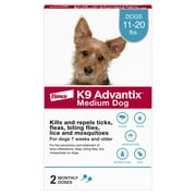 K9 Advantix Flea, Tick & Mosquito Prevention for Medium Dogs 11-20 lbs., 2-Monthly Treatments