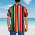 thumbnail image 5 of Hawaiian Shirt for Men - Mexican Serape Blanket Stripes Casual Summer Beach Shirts Mens Short Sleeve Button Shirts, 5 of 7