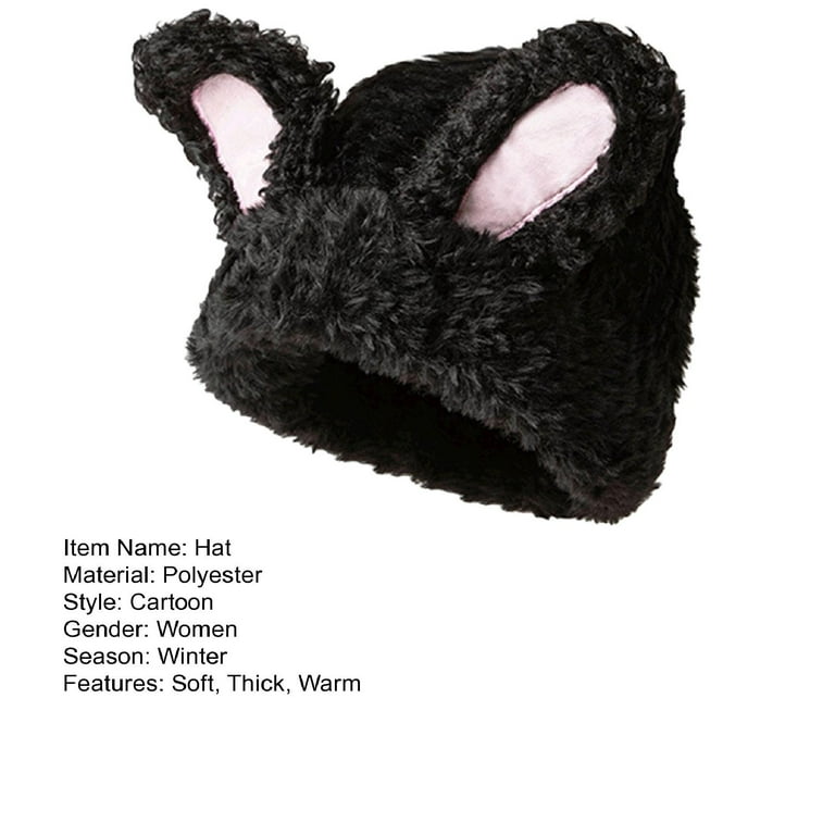 Grofry Women Hat Cartoon Rabbit Ear Decor Ear Soft Plush