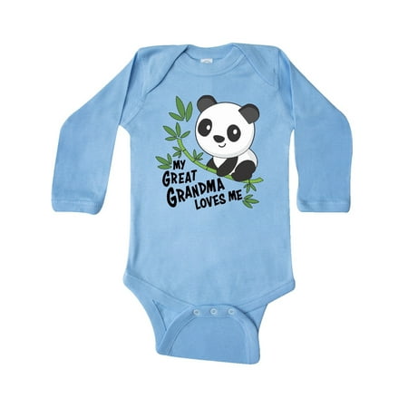 

Inktastic My Great Grandma Loves Me- cute panda Gift Baby Boy or Baby Girl Long Sleeve Bodysuit