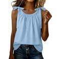 thumbnail image 2 of MOJOGO Tie Shoulder Tops for&nbsp;Women Crewneck Sleeveless Tees Drawstring Neckline Tank Top Casual Summer Party Outfits, 2 of 8