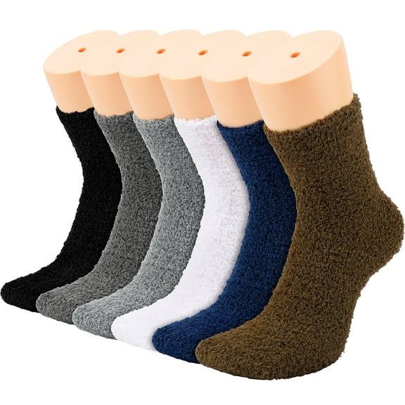 BOPORO Fuzzy Socks for Women, 6 Pairs Plush Slipper Socks Women, Warm Soft Fluffy Socks Thick Cozy Plush Sock Winter Christmas Socks for Women