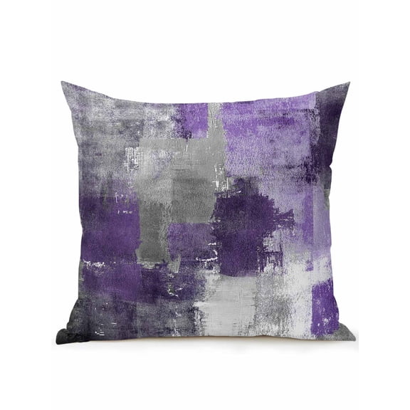 Outdoor Pillows Waterproof, Purple Grey Bedding Throw Pillows with Insert for Couch Sofa Bed, Modern Oil Painted Abstract Art Aesthetics 16x16 Inch Pillowcases Decorative Patio Pillow Set of 1