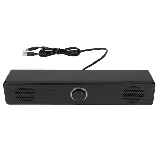 Computer Soundbar, Plug And Play Black ABS Stereo Wired PC Speaker For