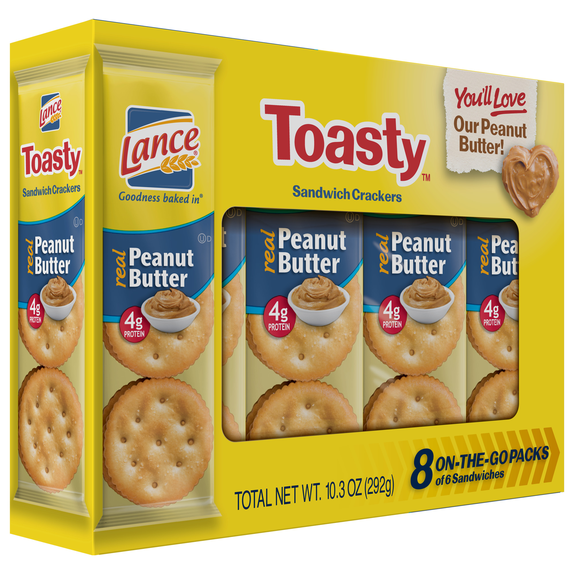 Lance Toasty Peanut Butter Crackers 10.3 oz 8 Count Boxes Single Pack