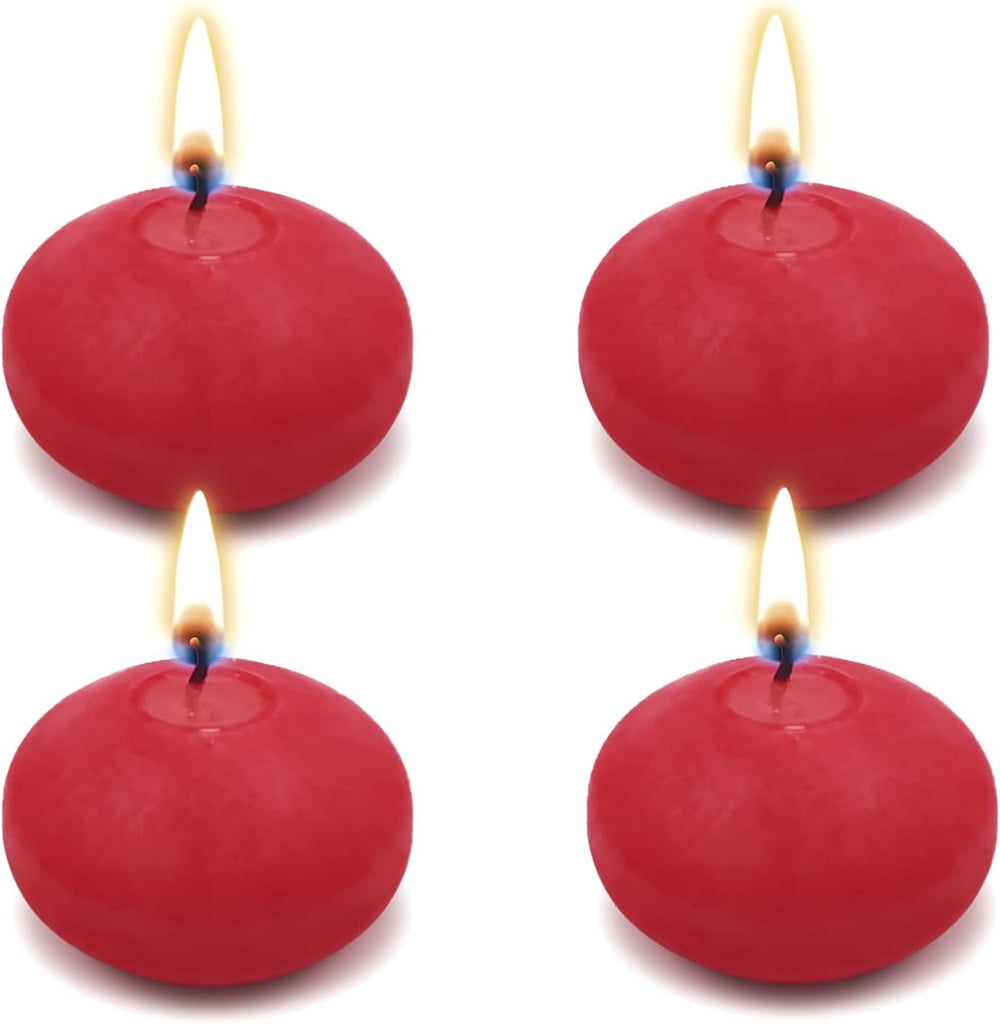 NOGIS 4 PCS Red Floating Candles, Unscented Dripless Wax Discs 1.8 Inch ...