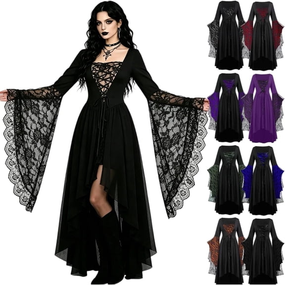 Women Halloween Costumes 2026 Witch Vampire S-5XL, Plus Size Adult Costumes for Women, Witch Costume Cosplay Outfit Halloween Dress