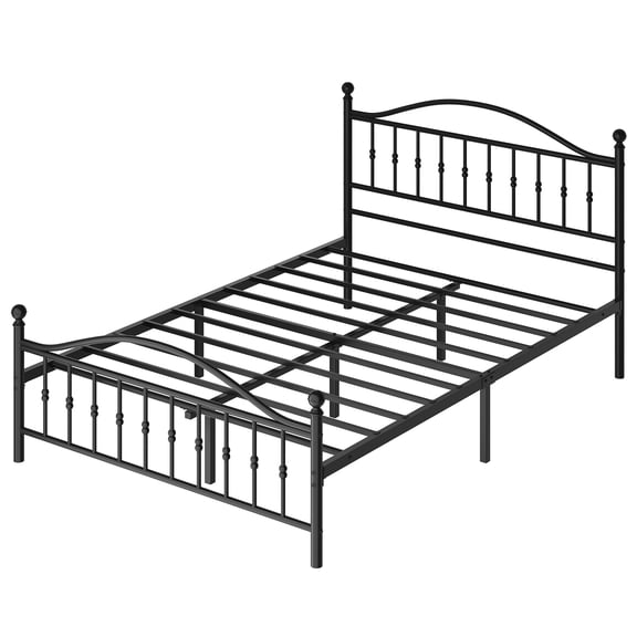 Vintage Circular Headboard Metal Platform Bed Frame - Full Size - Heavy Duty Iron, Noise-Free, Underbed Storage, Easy Assembly - No Box Spring Needed - Color: Black, Size: Full