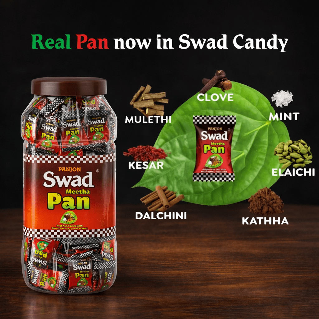 Panjon Swad Meetha Paan Candy 500g Jar – Sweet Paan Flavor Hard Candy | Refreshing Treat