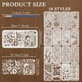 thumbnail image 2 of 16PCS Stencils for DIY Crafts Mixed Media Art Stencils Background Texture Stencil Reusable Branches Musical Notes Floral Templates for DIY Painting on Wood Furniture Card Scrapbook (12"x 6"), 2 of 9