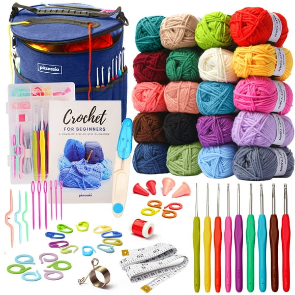 Juego de ganchillo Piccassio para principiantes, 20 ganchos de colores