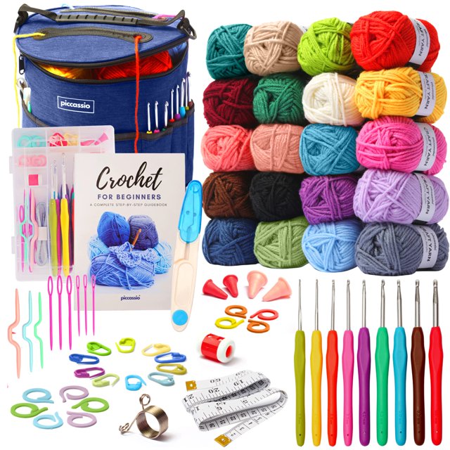 Juego de ganchillo Piccassio para principiantes, 20 ganchos de colores