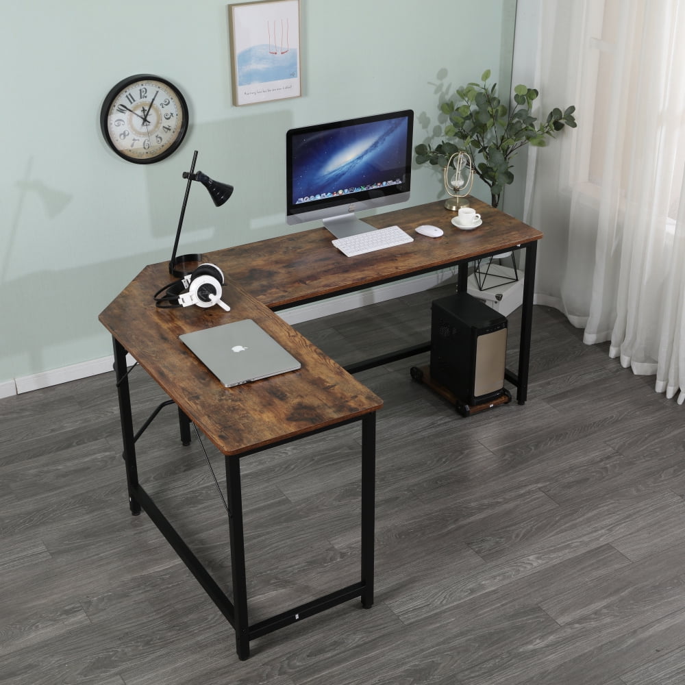 L-Shaped Corner Desk Modern Fashion Home Office Workstations Computer Gaming Table Black