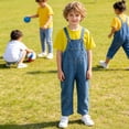 thumbnail image 3 of SONGGE Toddler Girls Denim Overalls Casual Loose Fit Jumpsuit With Tops Outfit Sets For Baby Solid Color Lovely Clothing Sets, 3 of 5