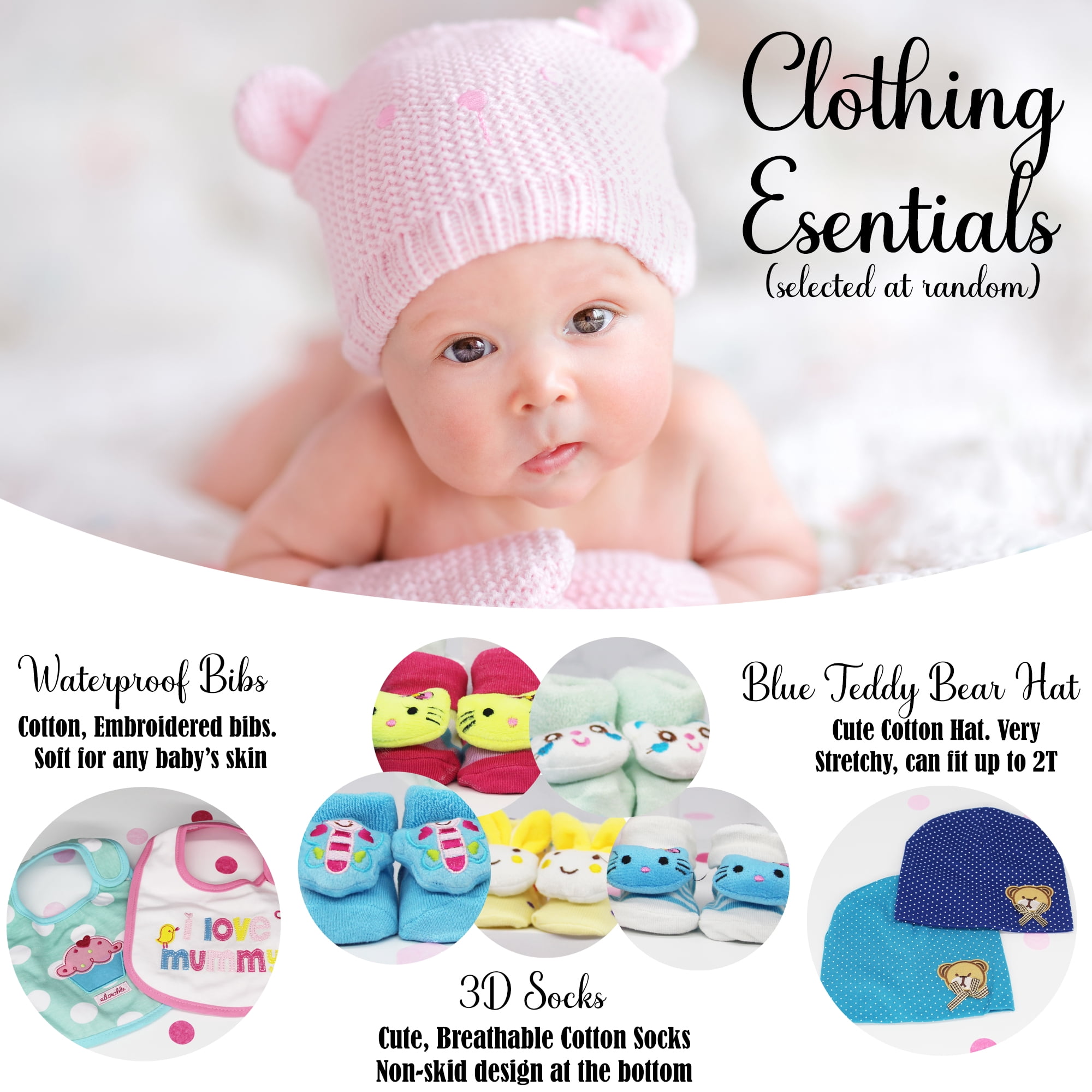 Gifts Are Blue Baby Girl Bundle Gift Set with Essentials, Toys & Accessories for 1st Year, 12 Items