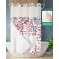 thumbnail image 2 of No Hook Shower Curtain with Snap in Liner, Abstract Pink and Blue Ombre Plants Leavs Berry Hotel Shower Curtains for Bathroom, Washable Shower Curtain Liner Set with Mesh Top Window, 36"x78", 2 of 6