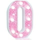 thumbnail image 1 of Pooqla Marquee Number Light 0, batería LED con purpurina, color rosa, 1 of 6