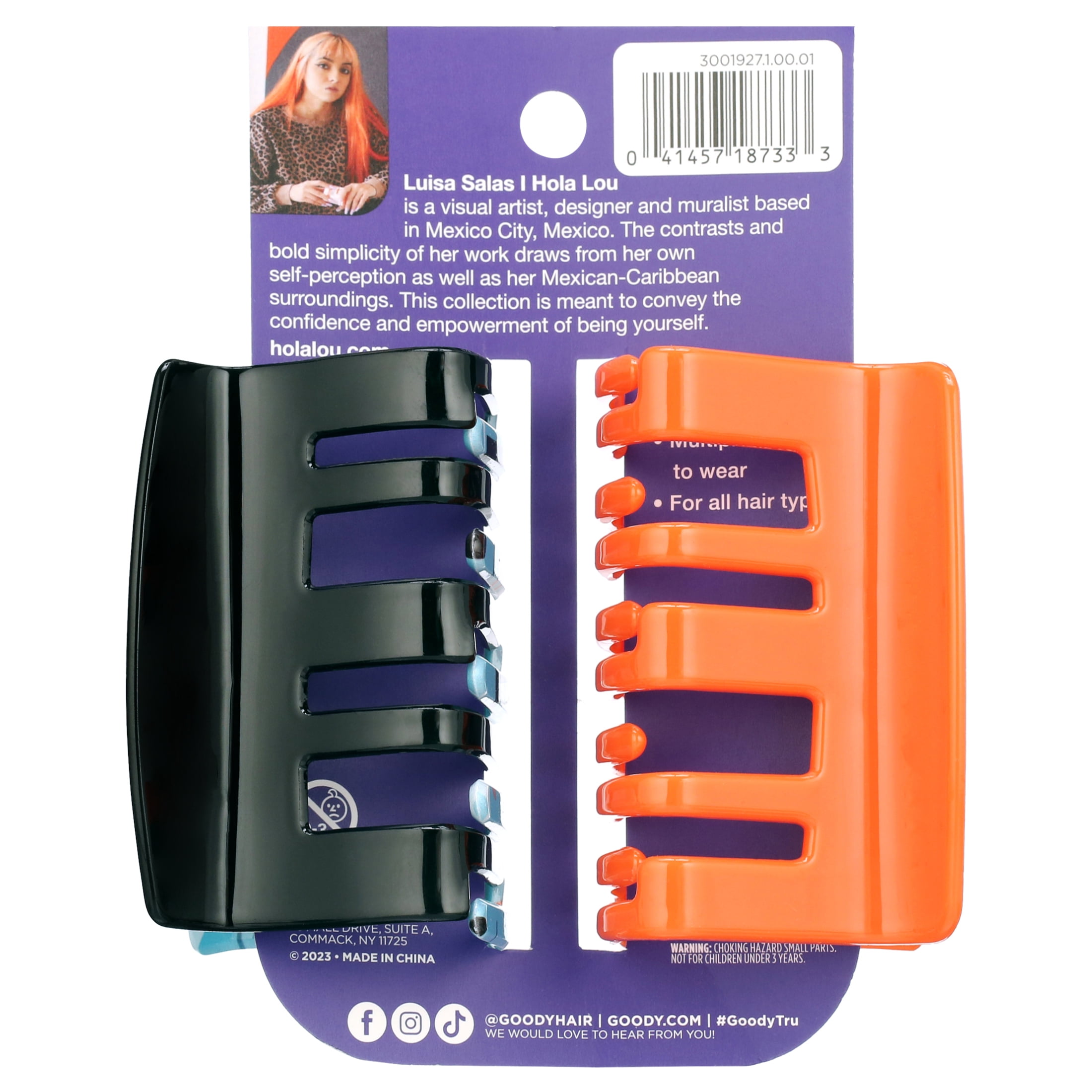 (2 pack) Goody Tru X Hola Lou Collab Large Slideproof Claw Clip 2 Ct