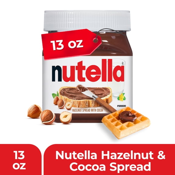 Nutella Hazelnut Spread with Cocoa, Creamy Hazelnut Spread, Breakfast Favorite, 13 oz Jar