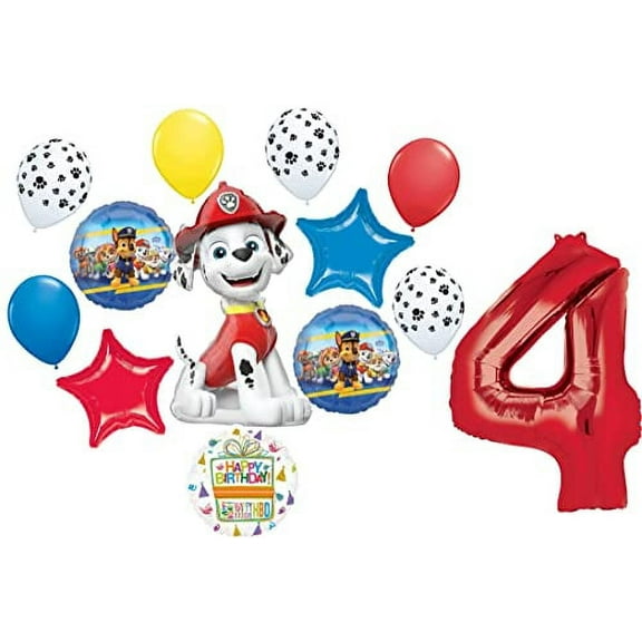 Paw Pups on Patrol Marshall 4th Birthday Party Supplies Balloon Bouquet Decorations