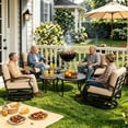 thumbnail image 6 of Gotland 6 Piece Patio Set, Aluminum Outdoor Swivel Chairs Set with Round Table 5.1’’ High-Resilience Seat Cushions 29.5" Deep Seating, Metal Patio Furniture Set Patio Conversation Sets, Sand, 6 of 7