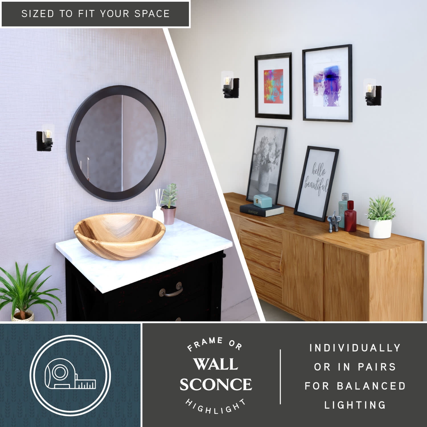 Park Ridge 1-Light 4.75 in. Wide Matte Black Transitional Bathroom Vanity Lighting Fixture, Clear Cylinder Glass Shade, Dimmable, LED Compatible, Over the Mirror Mounted Steel Wall Sconce