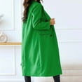 thumbnail image 7 of PMVFHDE Trench Coat Women Solid Color Elegant Autumn Winter Minimalist Double-breasted Long Sleeve Notch Lapel Long Coat Green,S, 7 of 7