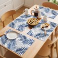 thumbnail image 5 of Navy Palm Leaves Placemats Set of 6 Summer Tropical Botanical Leaf Gray Place Mats Indoor Wipeable Table Mats Washable Cloth Dining Table Placemats for Kitchen Holiday Party Home Decor 13x19 Inch, 5 of 9