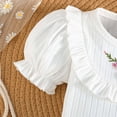thumbnail image 4 of Kids Girl Clothes Baby Girl Flower Outfit Puff Sleeve Ruffle Top & Bloomers 2-Piece Clothing Set, 4 of 7