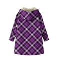 thumbnail image 4 of FDGIU Women's Oversized Plaid Flannel Shacket - Sherpa Lined Zip Up Hooded Warm Jacket, 4 of 5